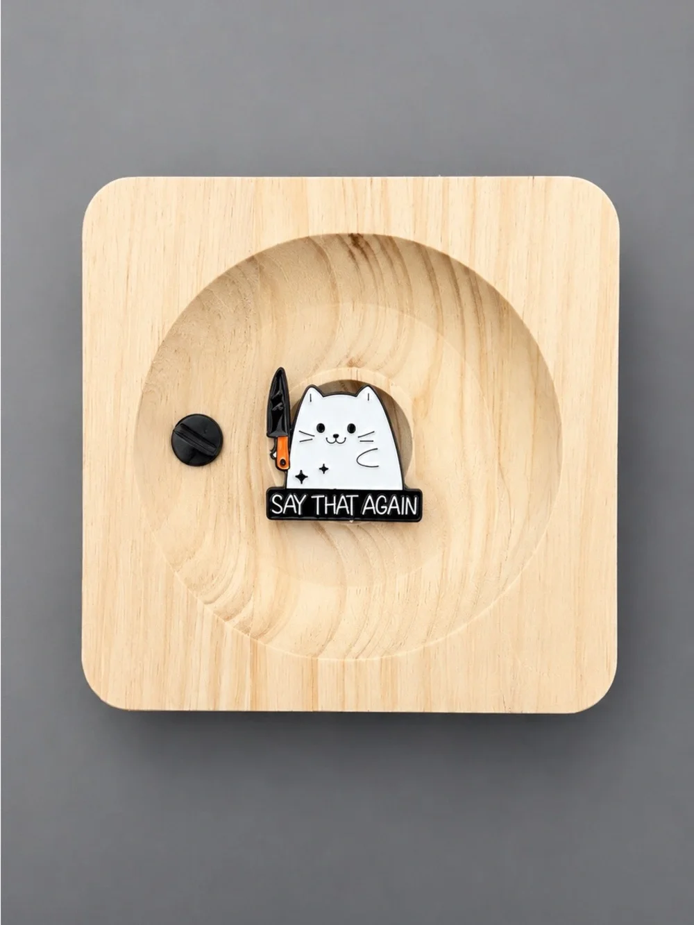 Funny Cat Enamel Pin Say That Again Knife Meme Lapel Brooch Cute Gift Badge Pin